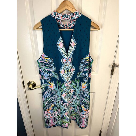 Lilly Pulitzer Brandi Valencia Teal Rain Florist Shift Dress Size 14 - NWT - Picture 2 of 9
